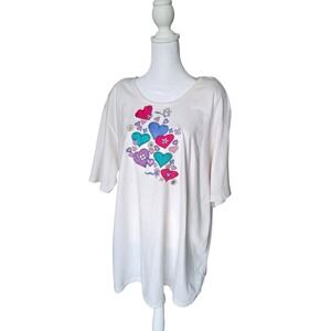 Take Nine Maternity White Short Sleeve Embroidered Hearts Flowers T-Shirt Top